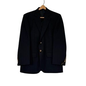 Hardwick Blazer Mens 40S Navy Blue Gold Crest Button Two Button Sport Coat USA